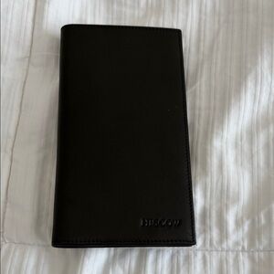 Hiscow Black Leather Checkbook Wallet Slim Organizer